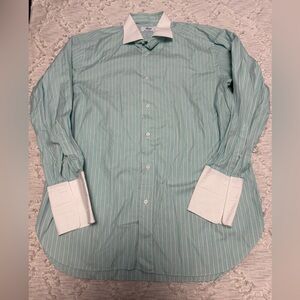 BRIONI Striped Button-Up L/S French Cuff Luxury Dress Shirt Made ITALY